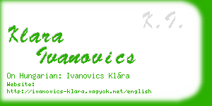 klara ivanovics business card