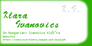 klara ivanovics business card